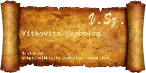 Vitkovits Szabolcs névjegykártya